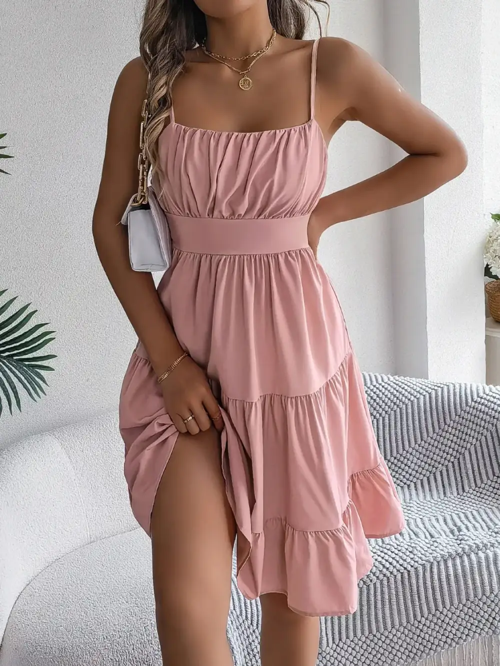 Easy Tie Detail Smocked Dress