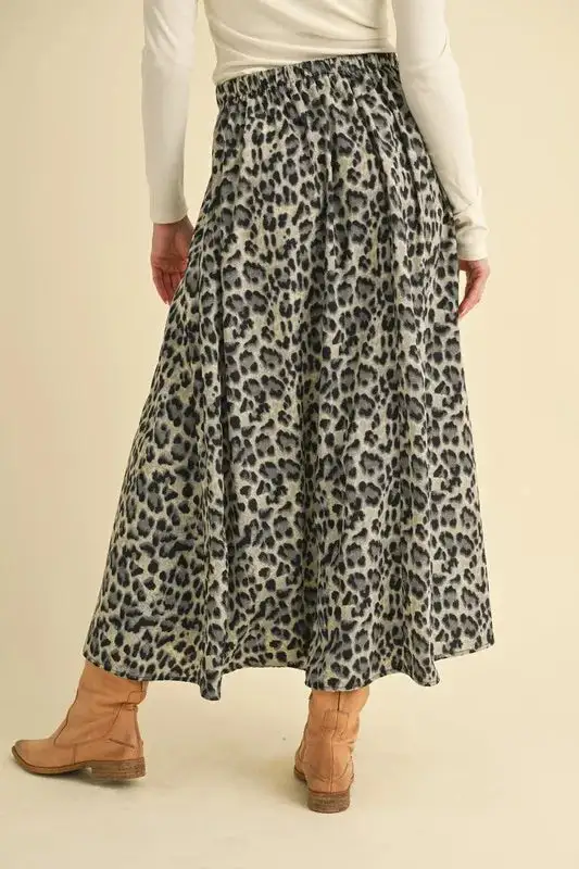 Leopard Print Aemi Midi Skirt