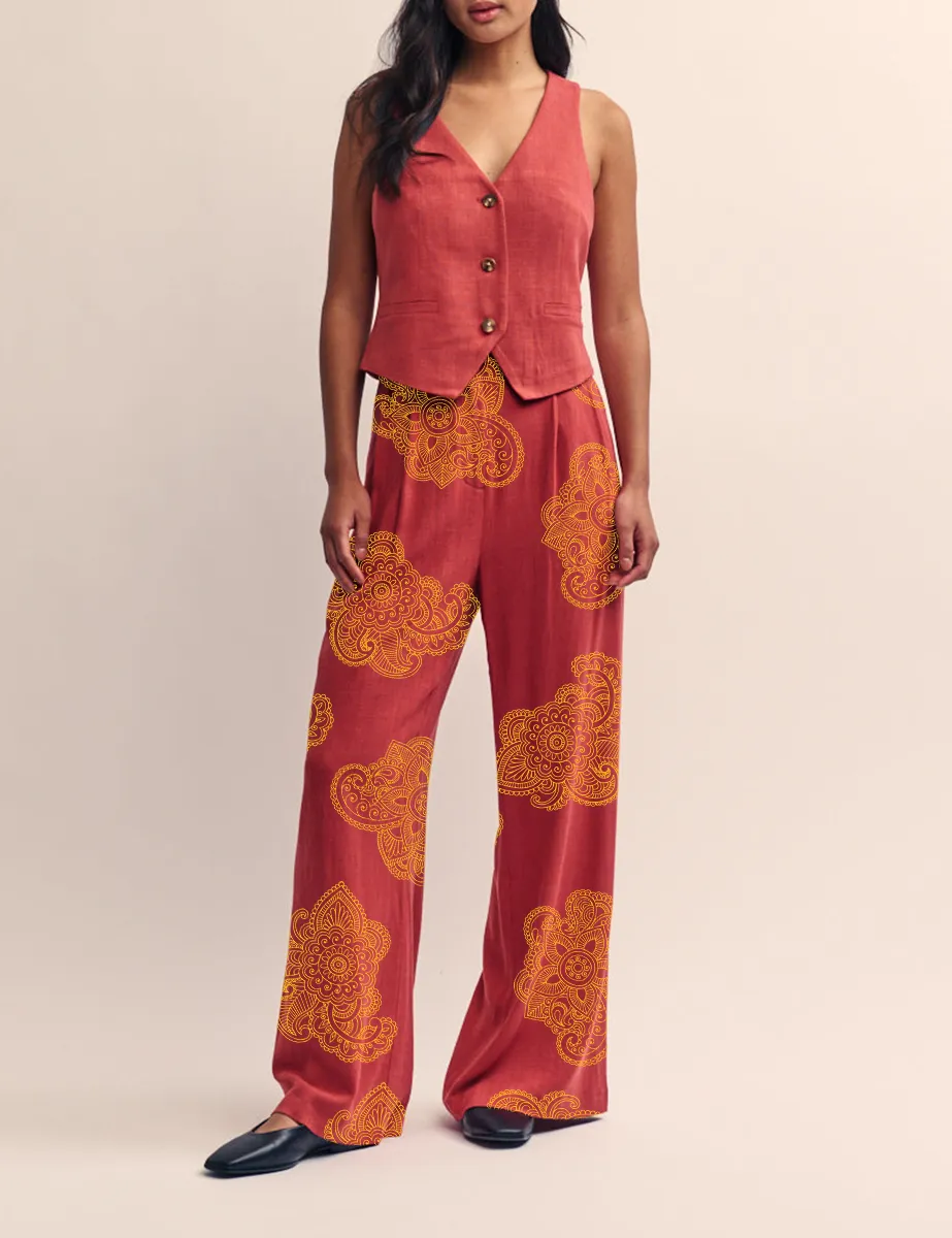 Red Relaxed Tailored Trousers