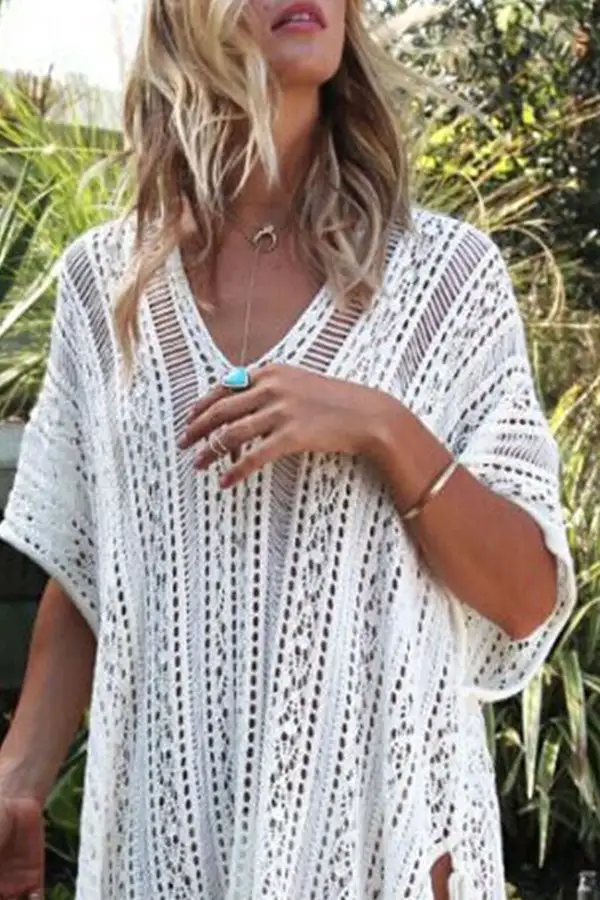Plain On-trend Sun Tassels Beach Cover-up