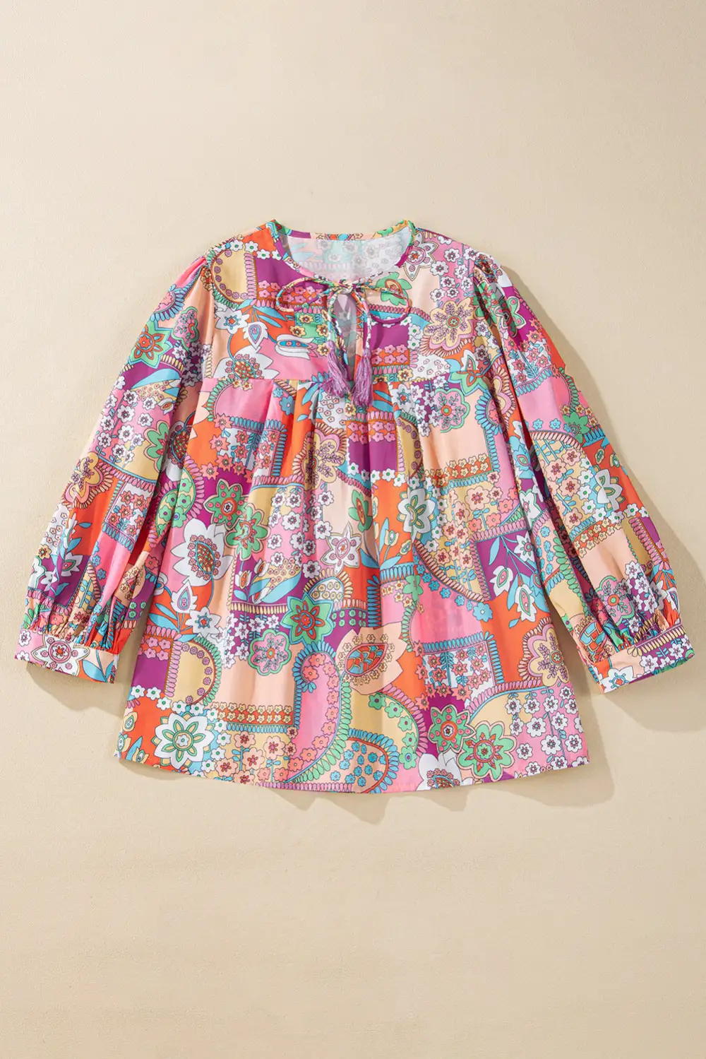 Floral Pleated Boho Blouse