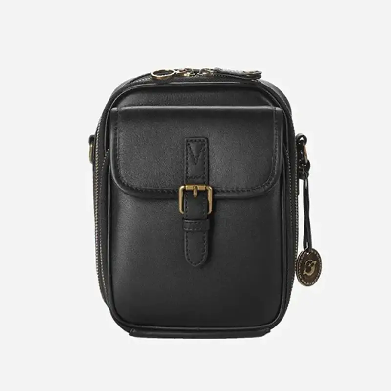 Vintage Tan Leather Crossbody Phone Bag