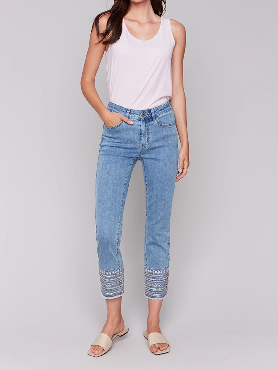 Straight-Leg Cotton Breathable Slim-Fit Jeans