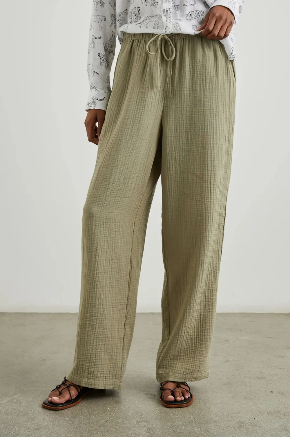 Fine-Striped Linen Wide-Leg Pants