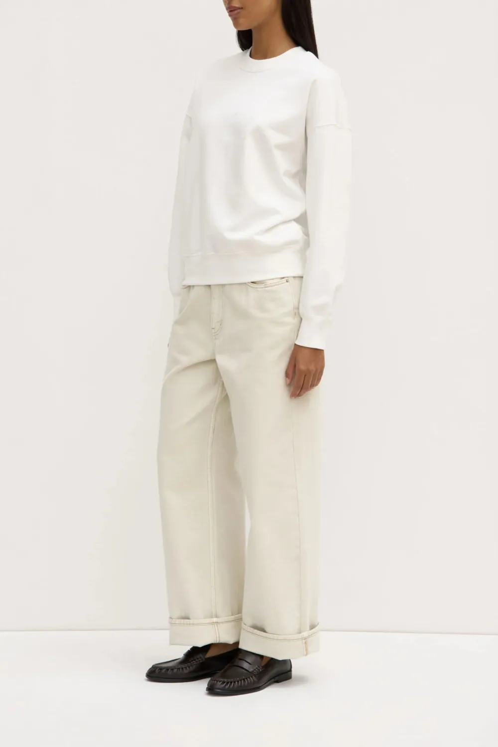 Ribbed Mouth Solid Color T-Shirt