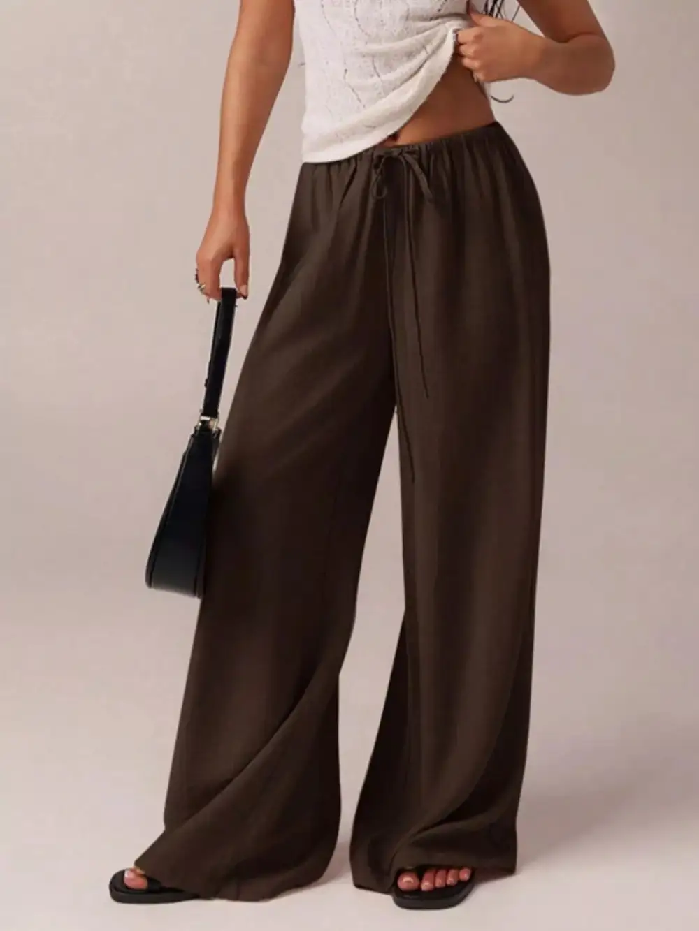 Drawstring Wide Leg Pants