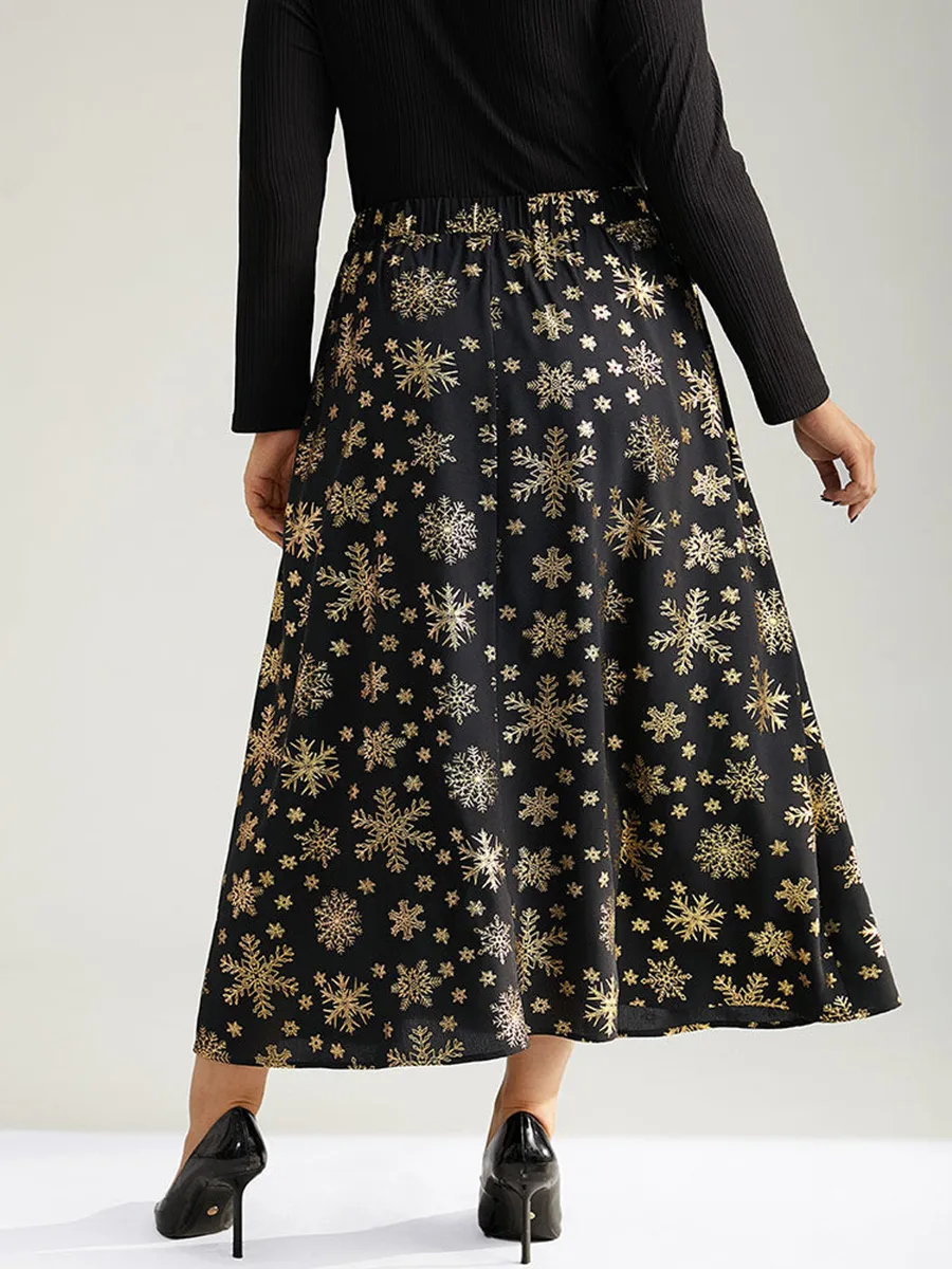 Black hot gold half skirt umbrella skirt