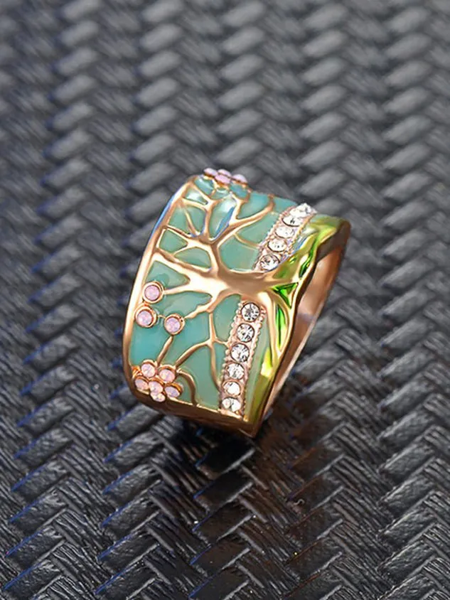 Vintage Epoxy Epoxy Diamond Tree of Life Ring