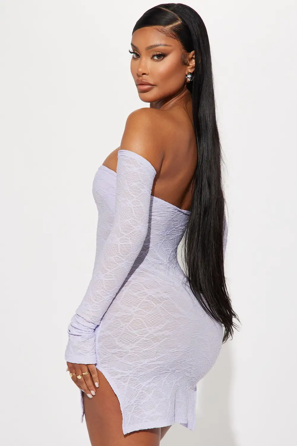 Delilah Textured Mini Dress - Lavender