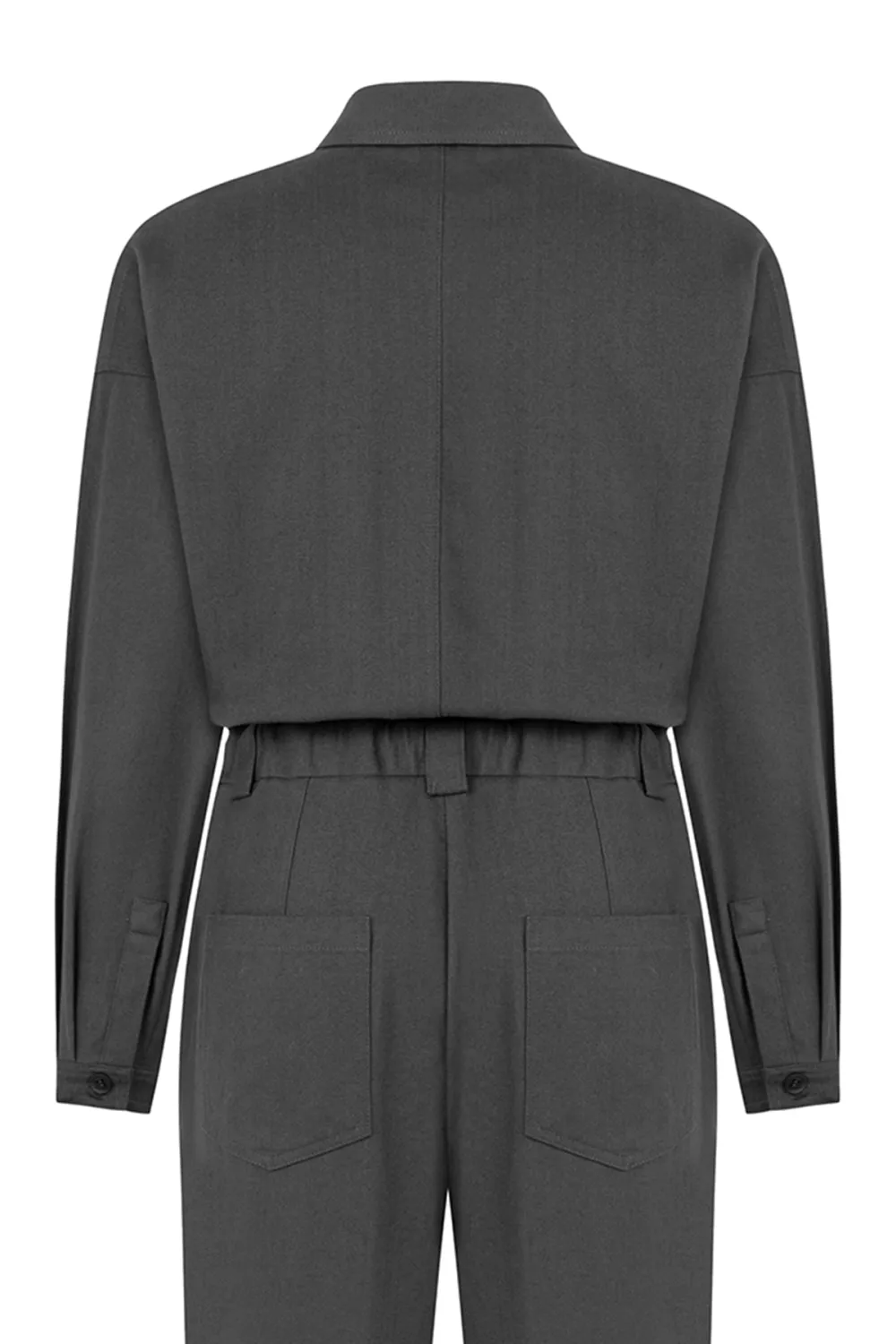 Lapel Jumpsuit-Grey
