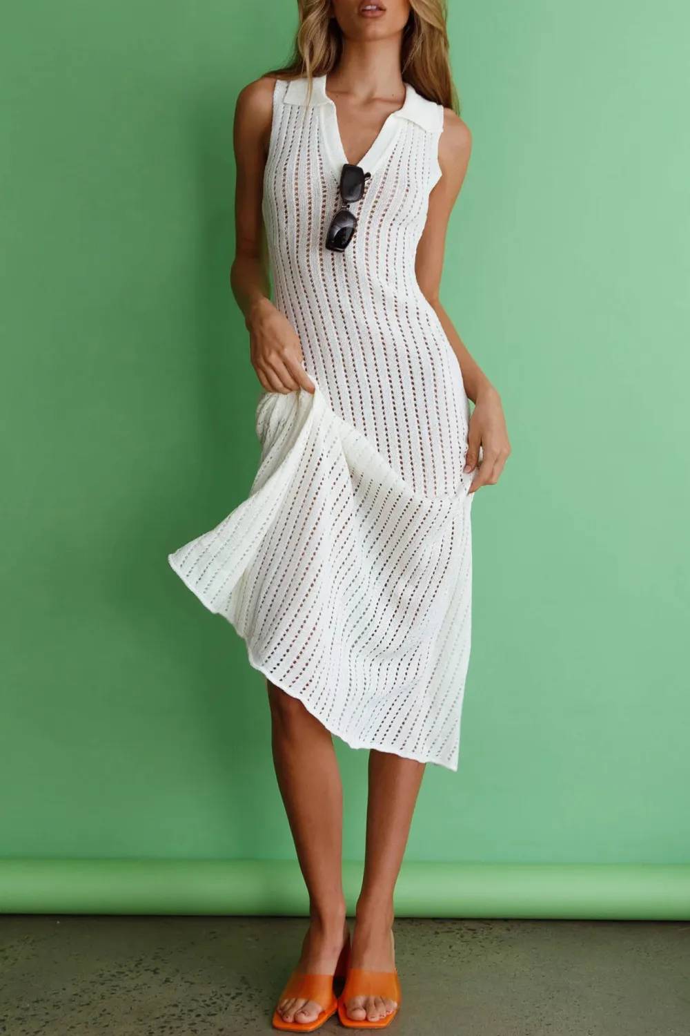 White Crochet Women's Holiday Dress