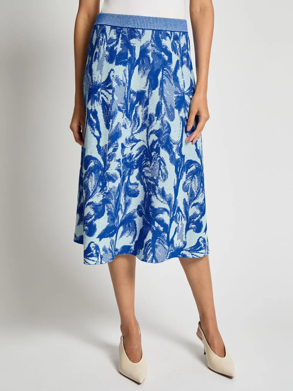 Contrast Printed Midi Skirt