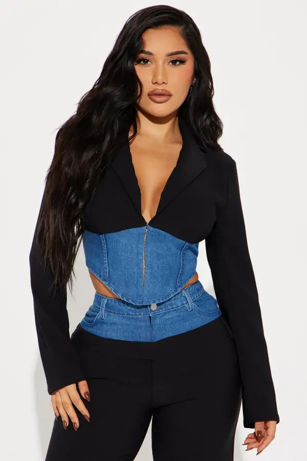 Staying Chic Blazer Pant Set - Black