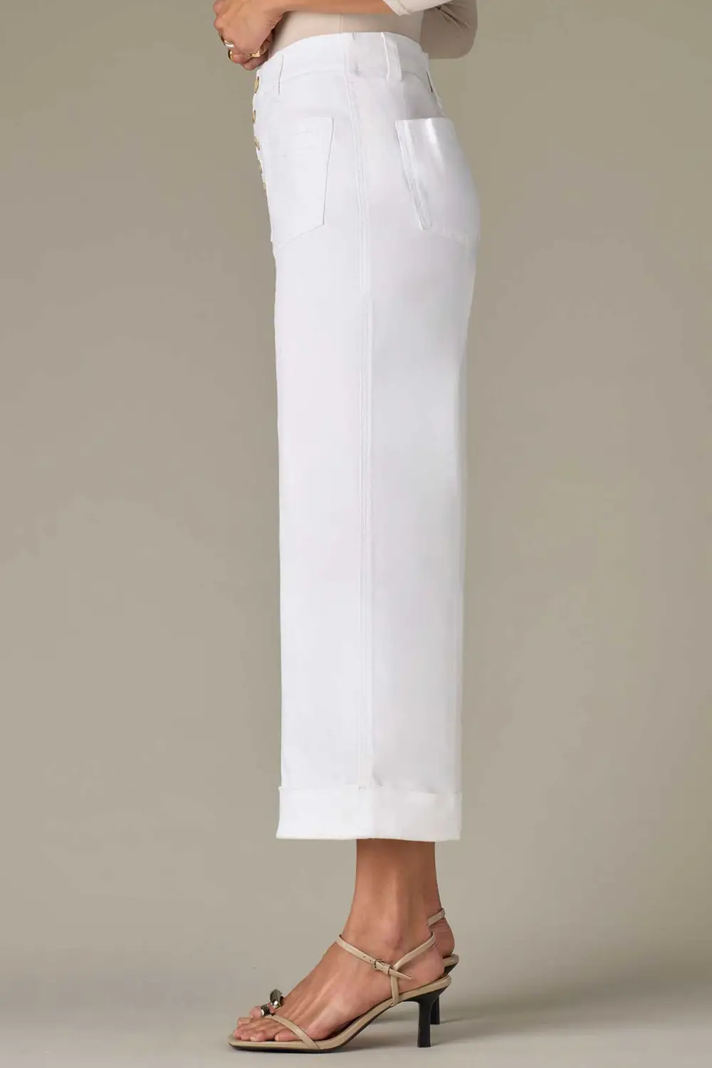 Plus Size Button Fly Wide Leg Pants