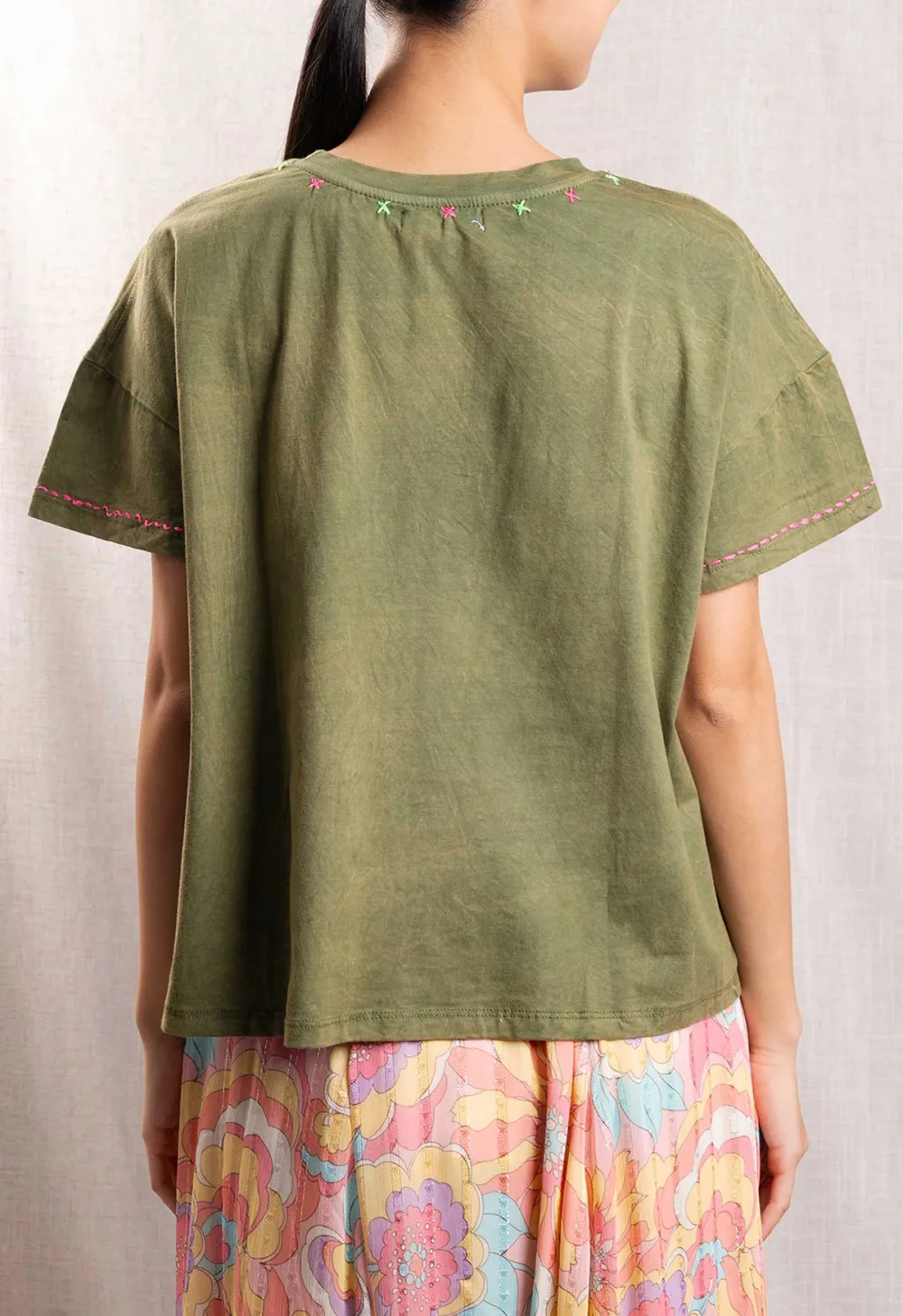 Green Crewneck Short-Sleeved T-Shirt