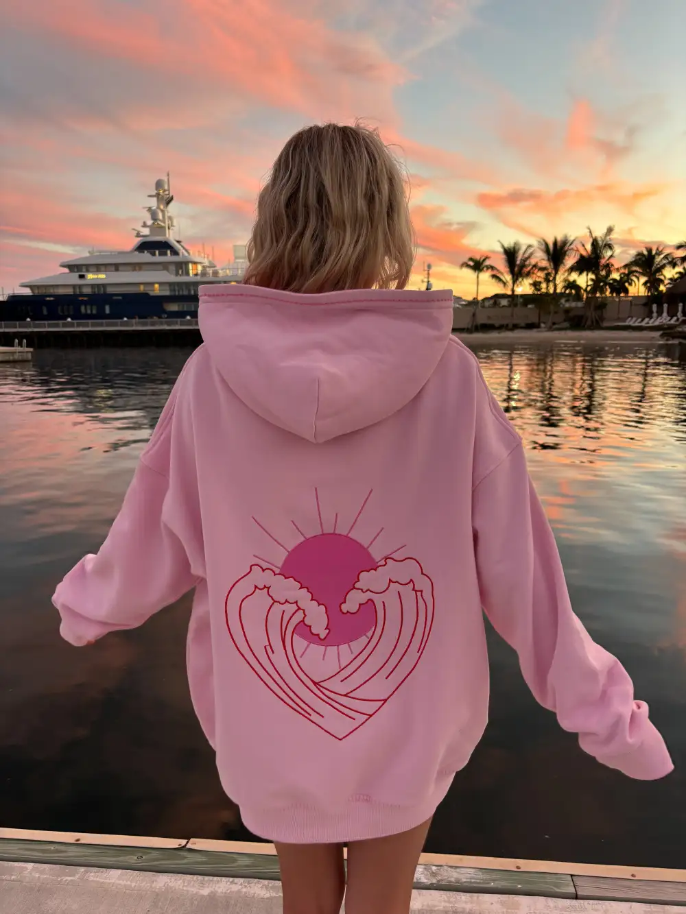 Bubblegum Ocean Heart Stitched Hoodie
