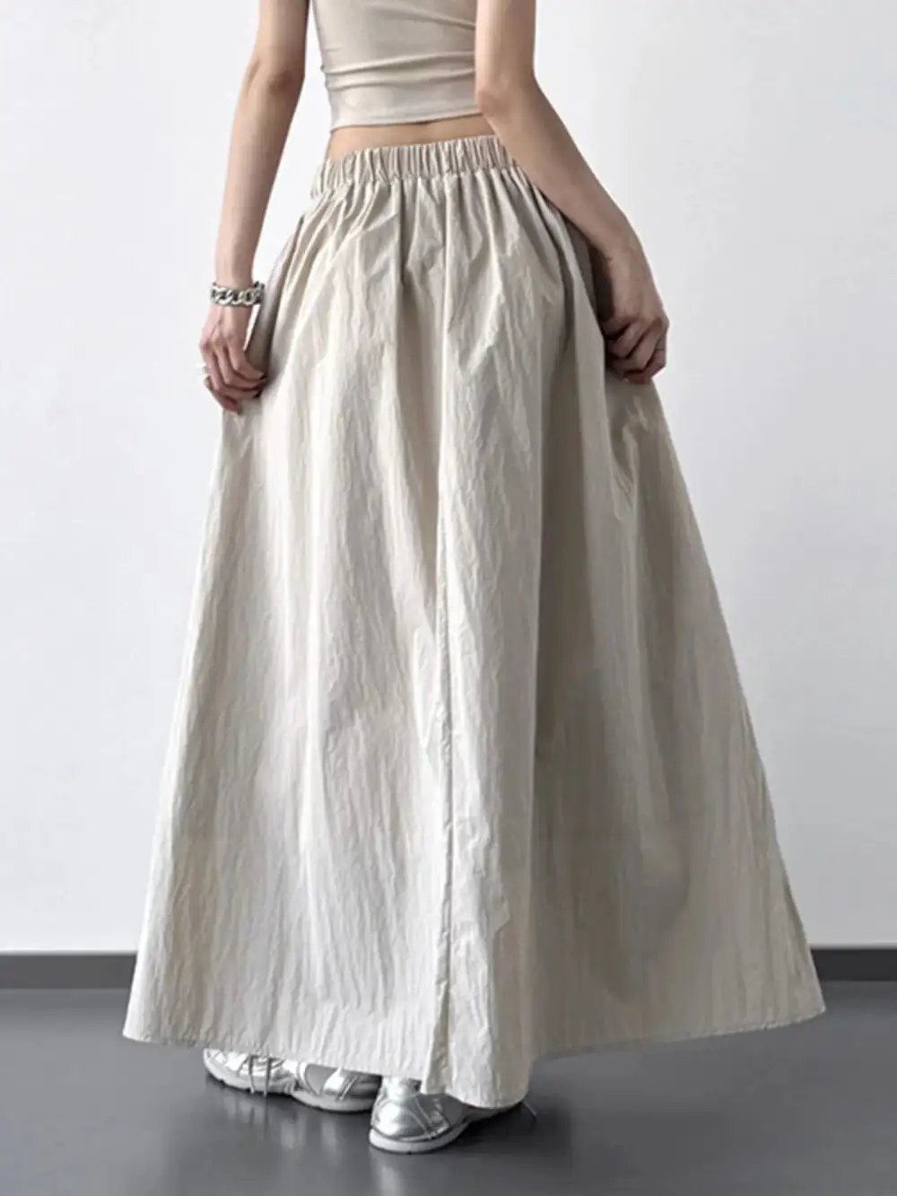 Pleated Linen Maxi Skirt
