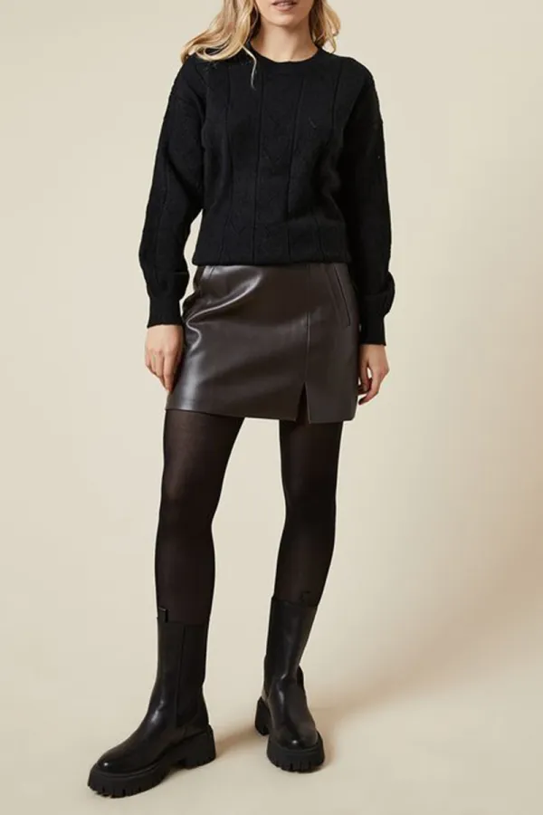 Casual Style Heart Pointelle Crew Neck Sweaters