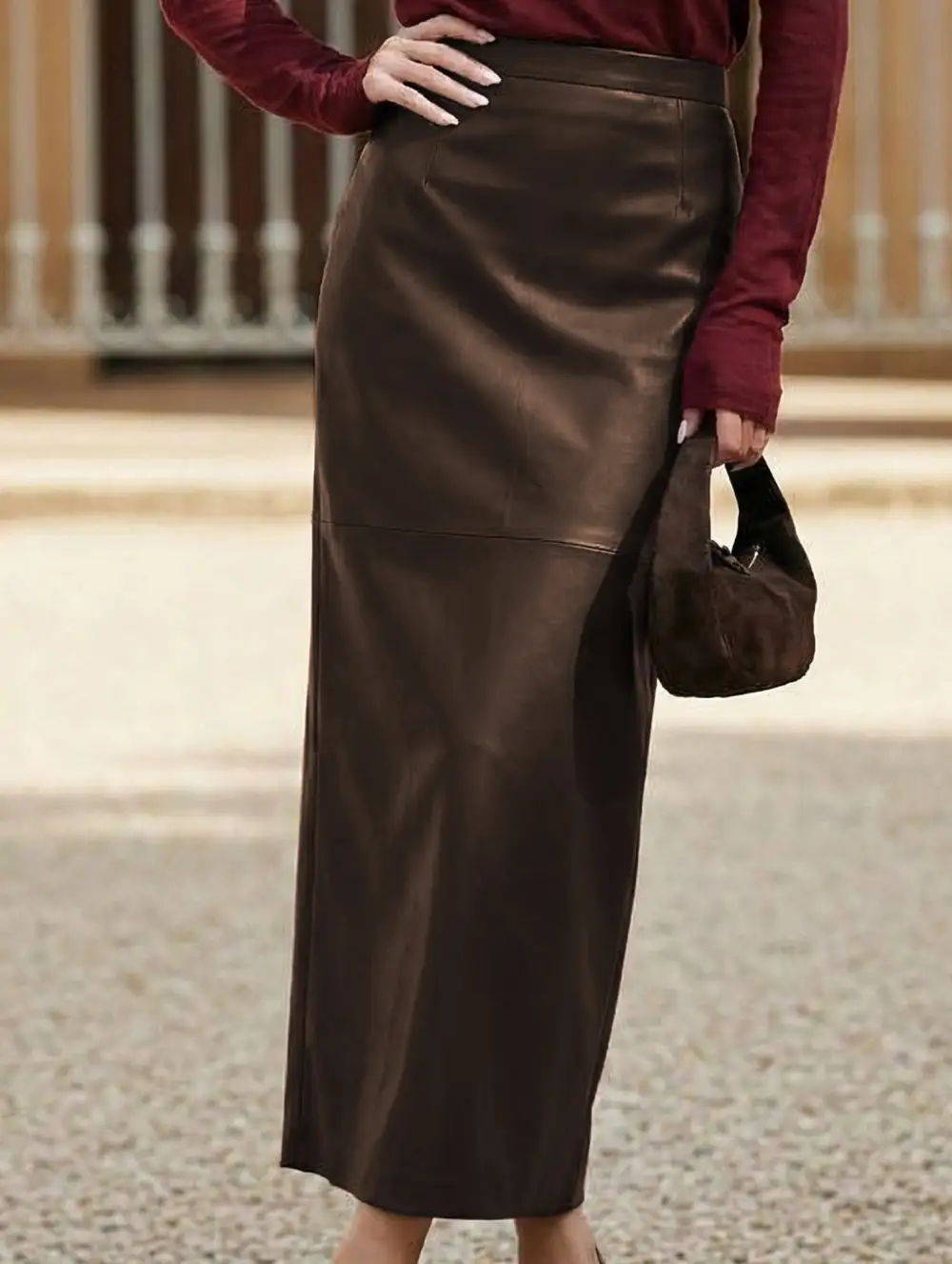 Faux Leather Pencil Skirt