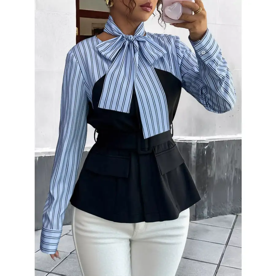 Long Sleeve Blouse with Bow Tie
