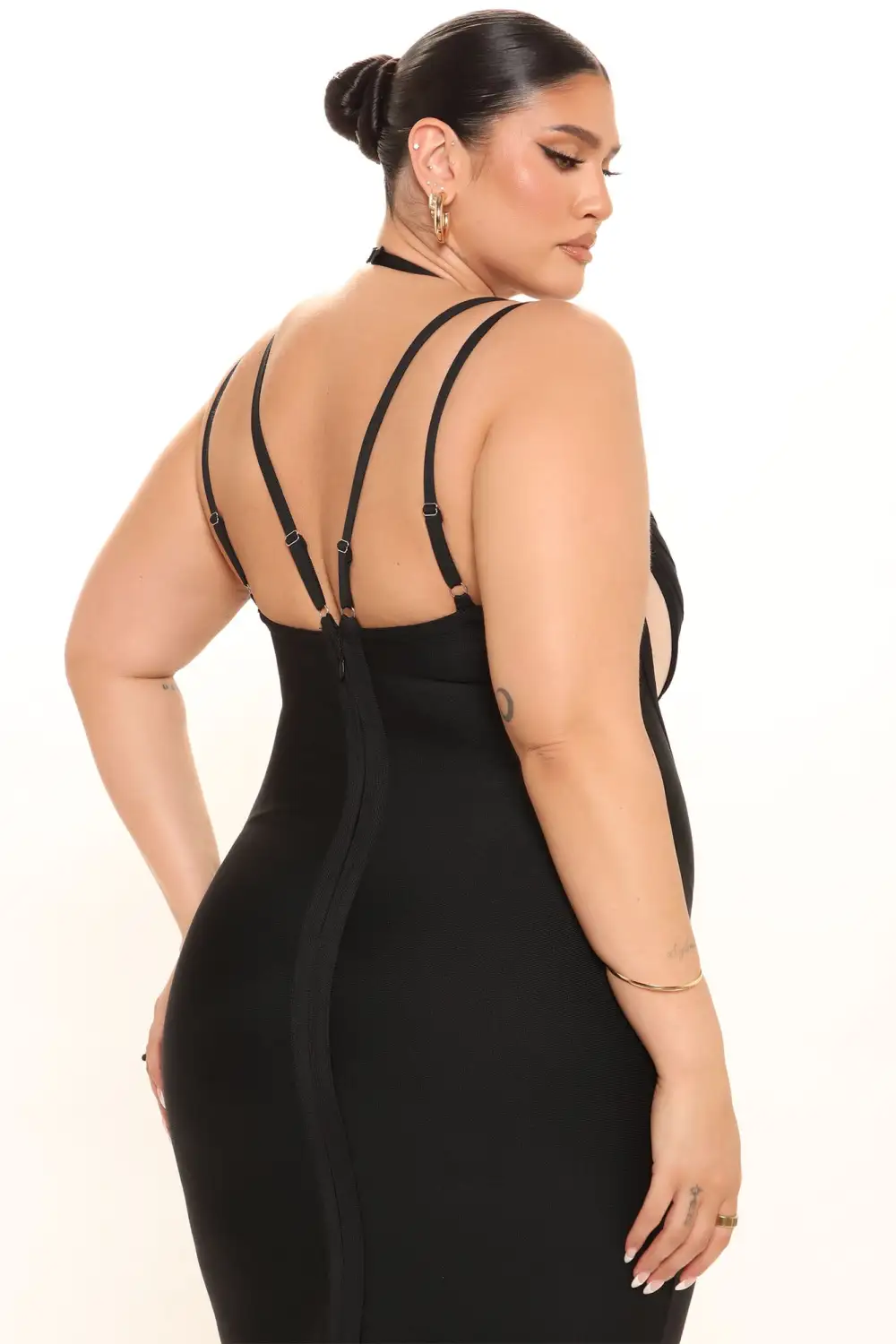 My Night Out Bandage Midi Dress - Black