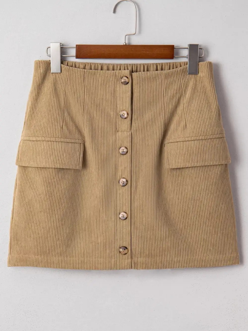 Button Front Corduroy Mini Skirt