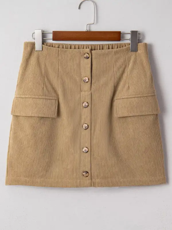 Corduroy Buttoned Mini So Skirt