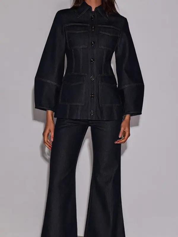 Denim Button Front Jacket Essential