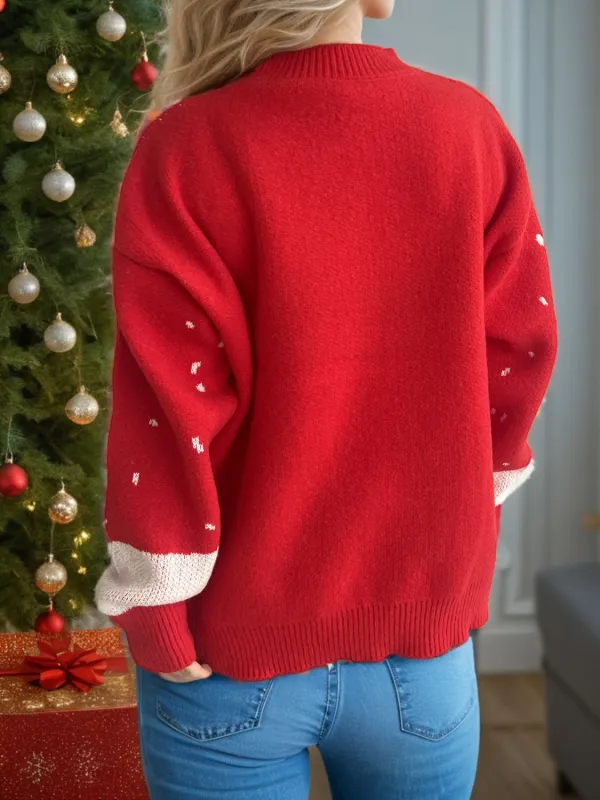 Reindeer Mock Neck Long Sleeve Sweater