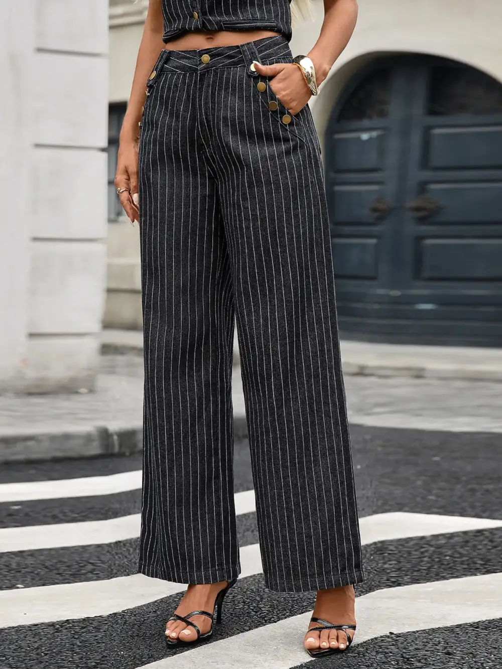 Striped Denim Set
