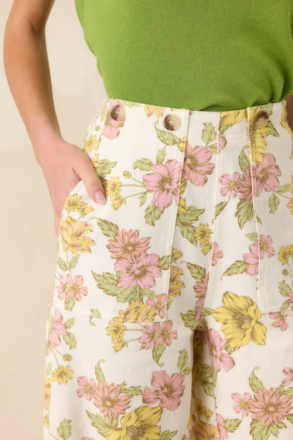 Floral Print Wide Leg Pants