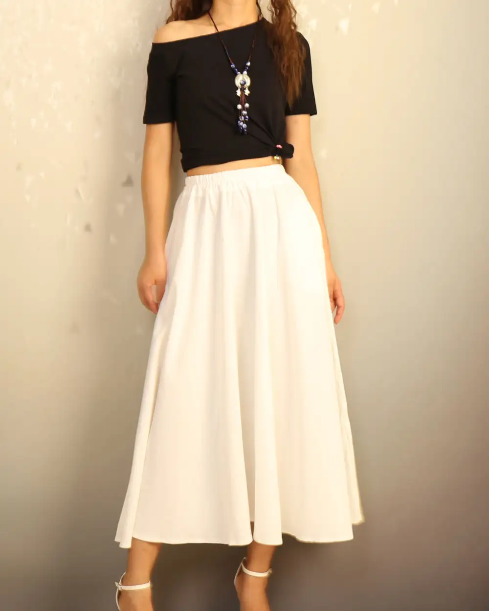 Boho Linen Flared Skirt