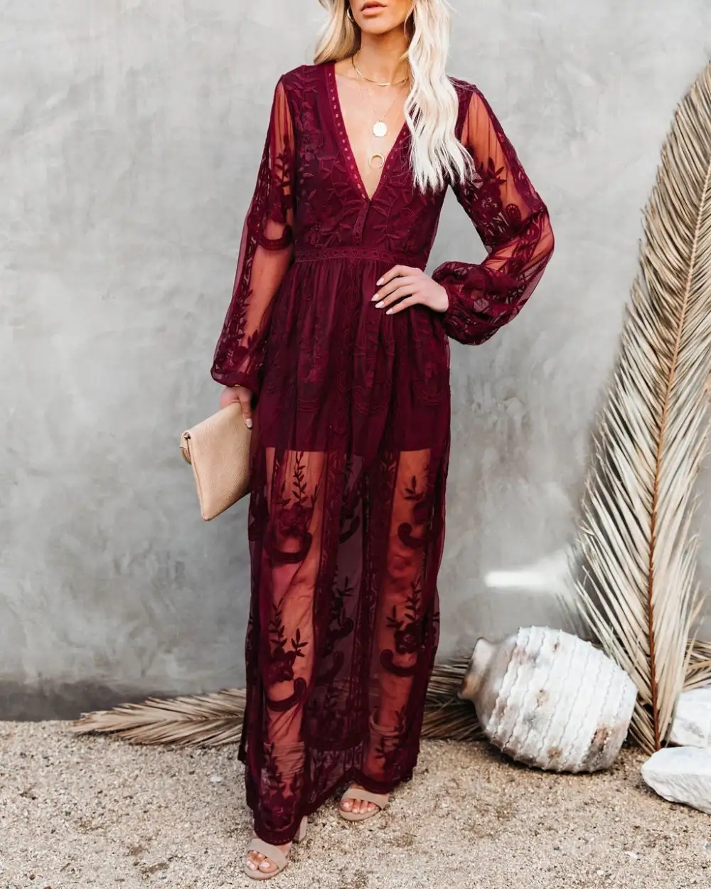 Mystical Moonlight Lace Boho Maxi Dress