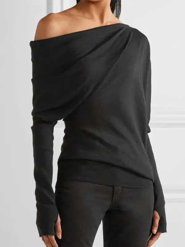 Urban Asymmetric One Shoulder Long Sleeve T-Shirt