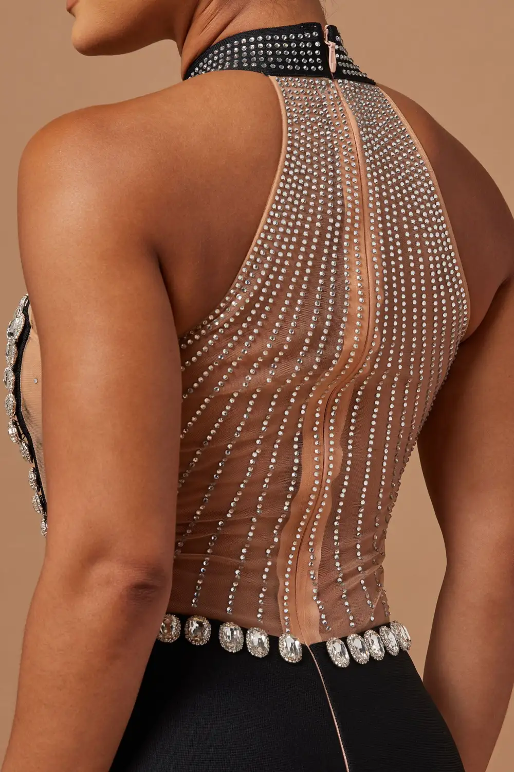 Becky Embellished Bandage Gown - Black