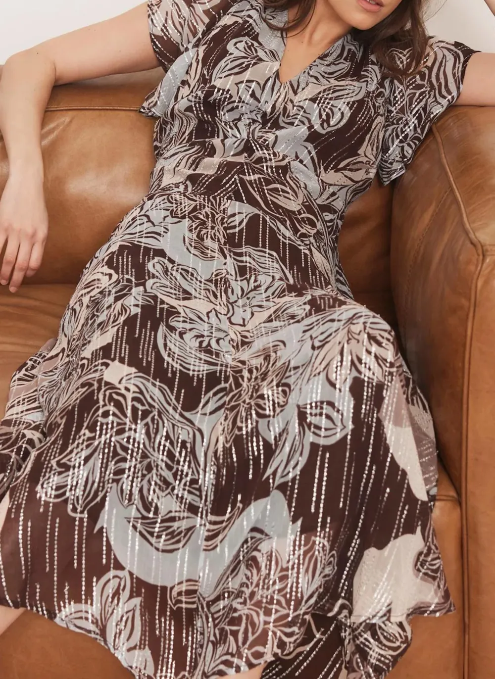 Casual Style Brown Floral Print Maxi Dress