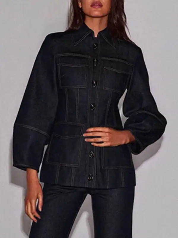 Denim Button Front Jacket Essential