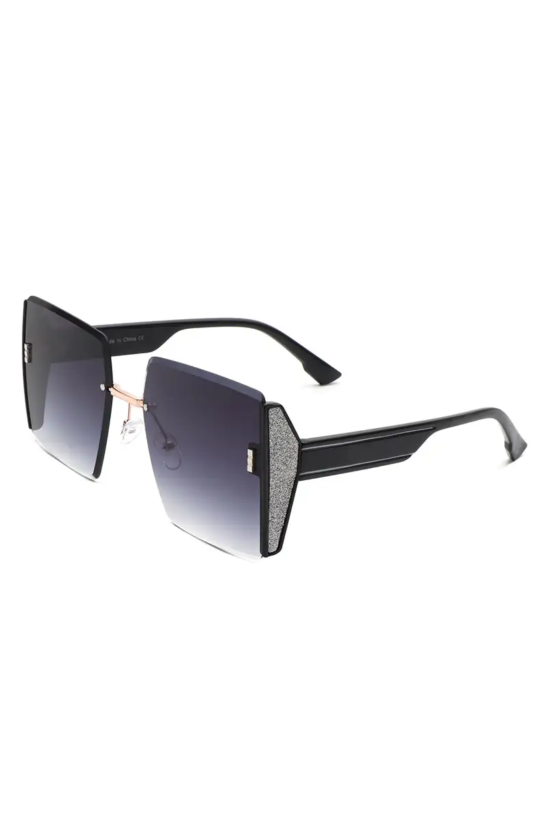Plush Square Rimless Frame Sunglasses