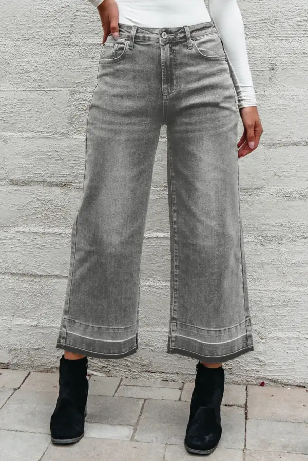 Raw Hem Straight Leg Loose High Waist Jeans