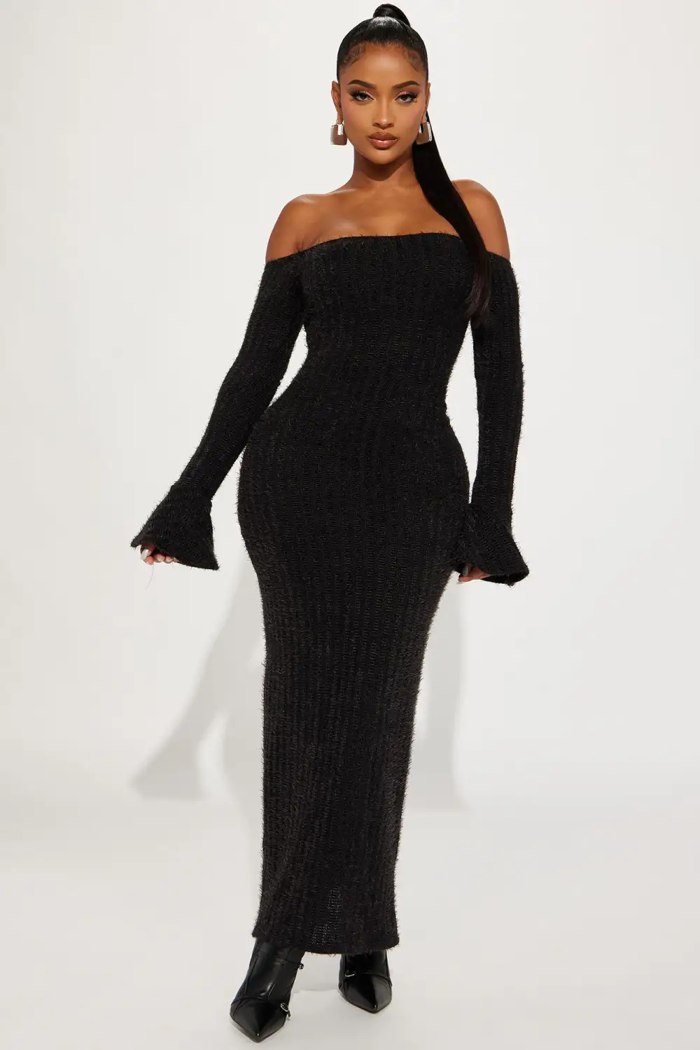 Mile High Sweater Maxi Dress - Black