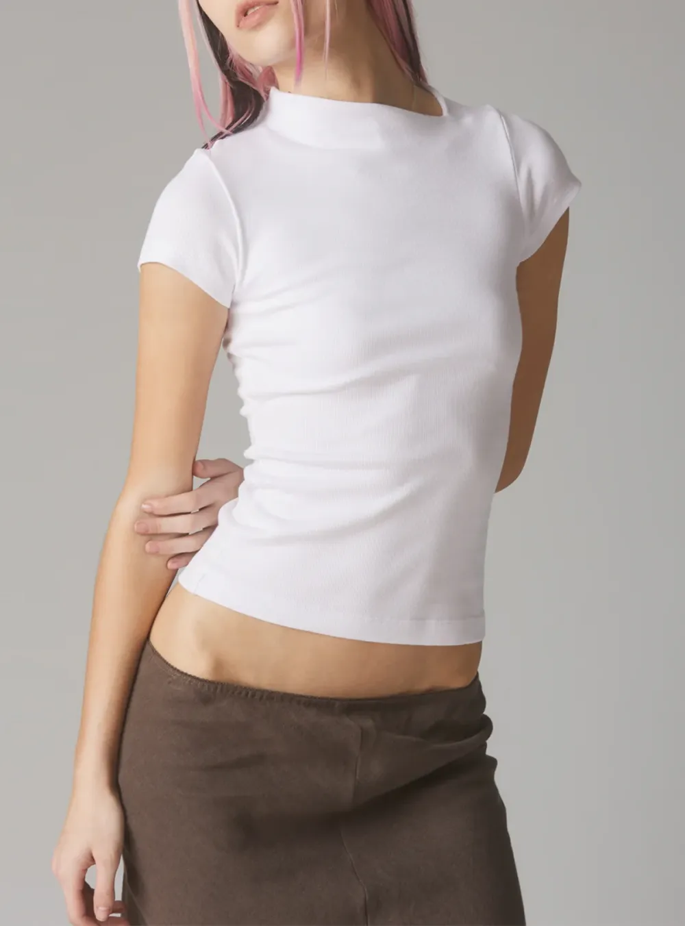 Rib Asymmetrical Cap Sleeve