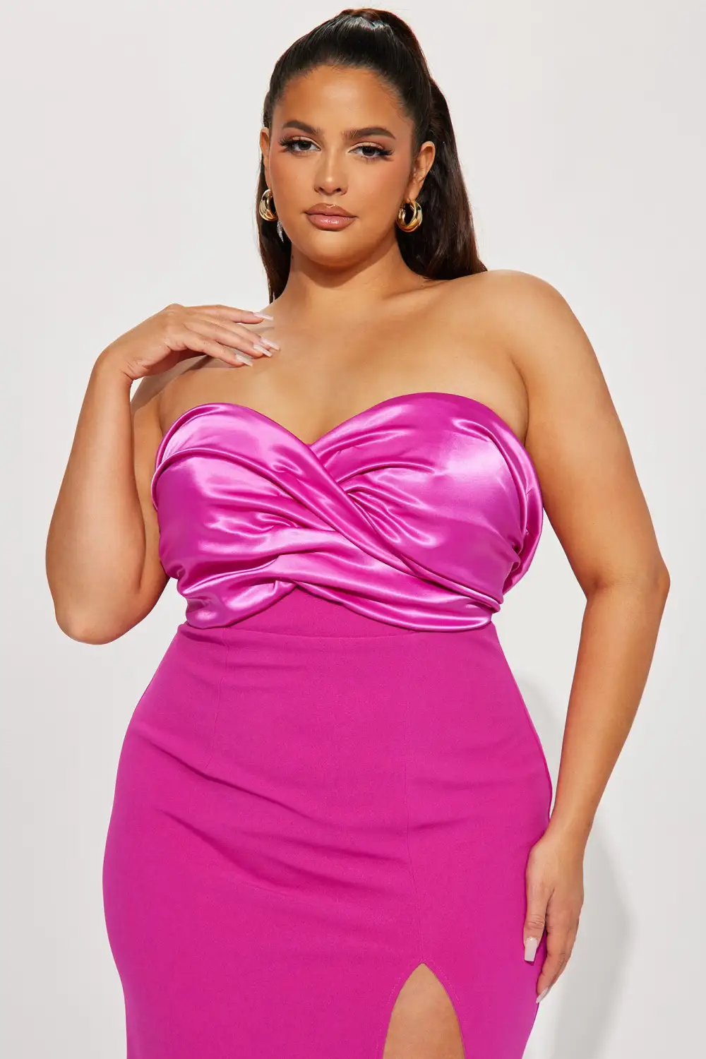 Am I The Drama Draped Maxi Dress - Magenta
