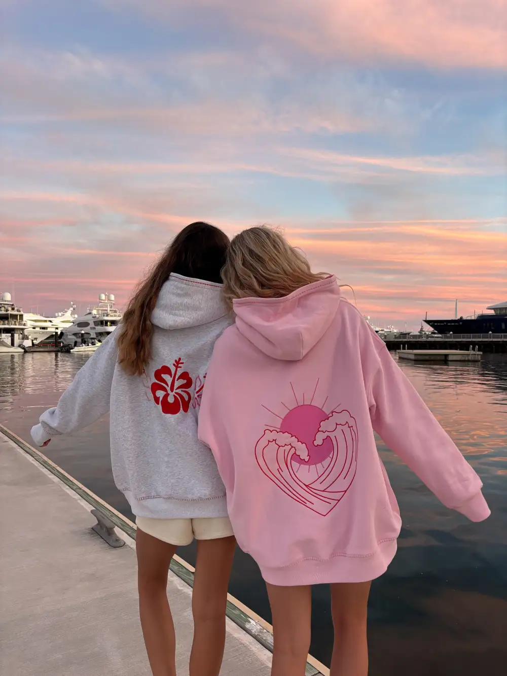 Bubblegum Ocean Heart Stitched Hoodie