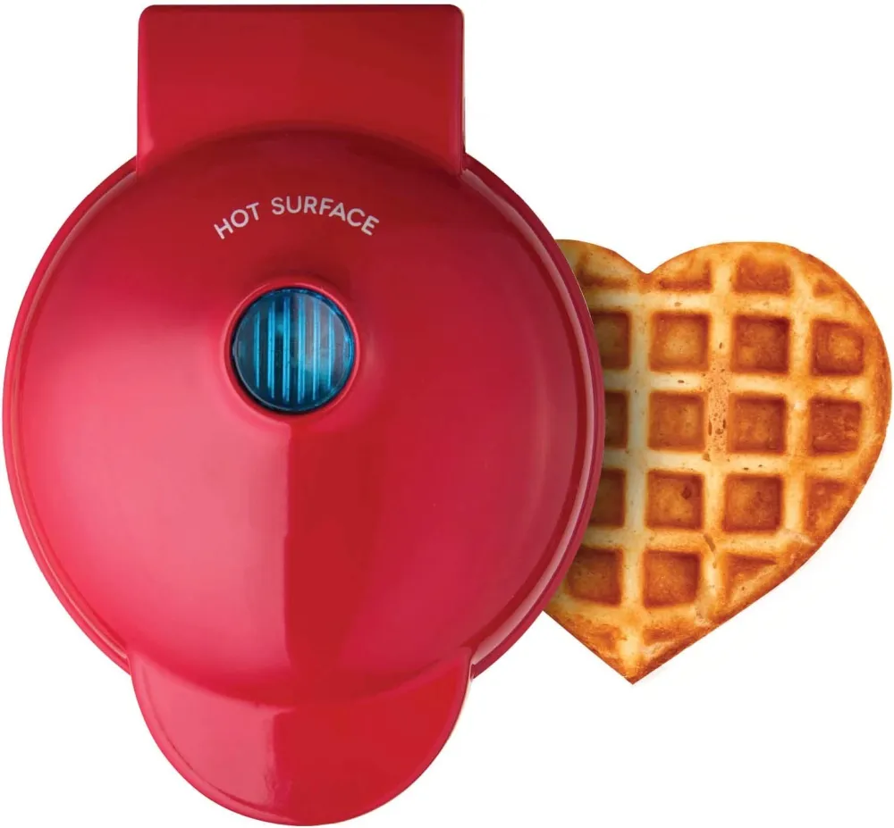 Mini Maker for Individual Waffles, Hash Browns, Keto Chaffles with Easy to Clean, Non-Stick Surfaces, 4 Inch, Aqua