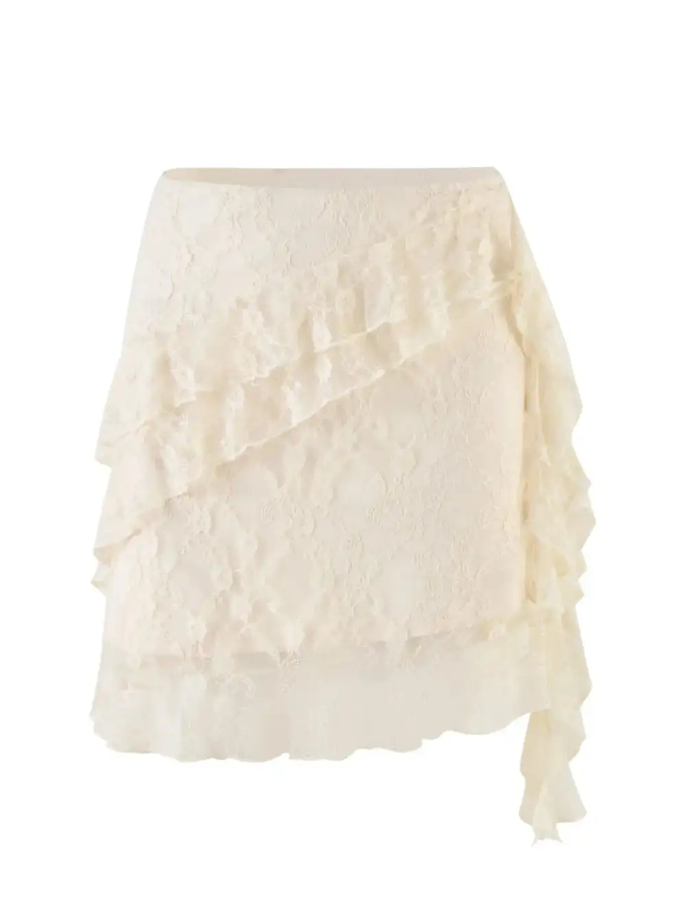 Quiet Ruffle Trim Lace Detail Skirt