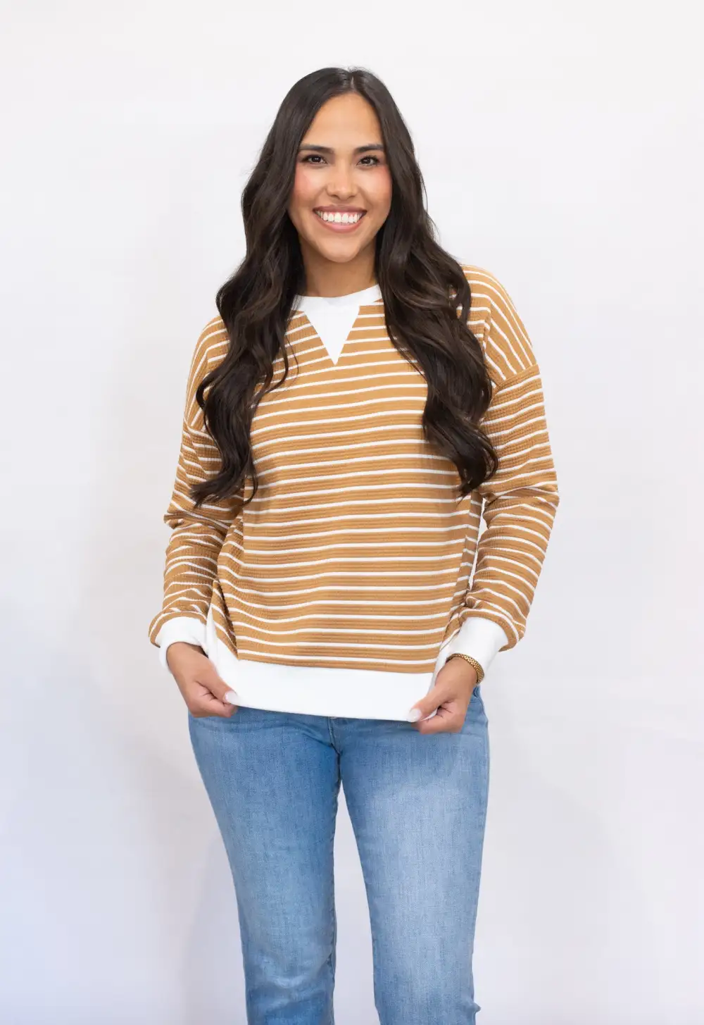 Ready For The Day Taupe Pullover Top