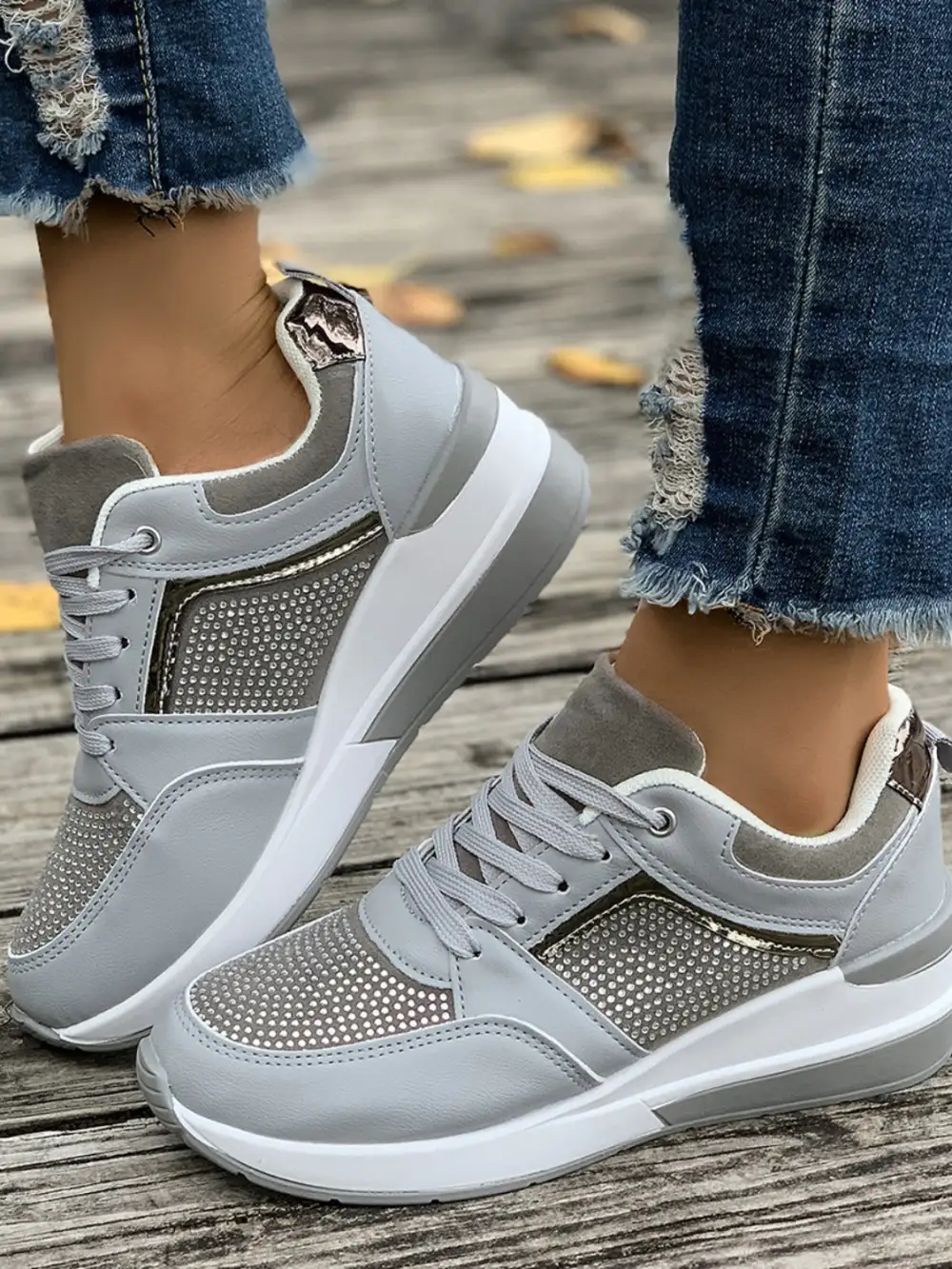Lace Wedge Sneakers