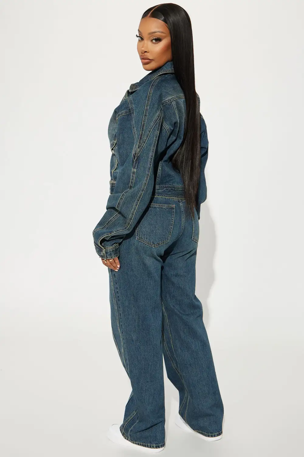 Natalya Denim Pant Set - Dark Wash