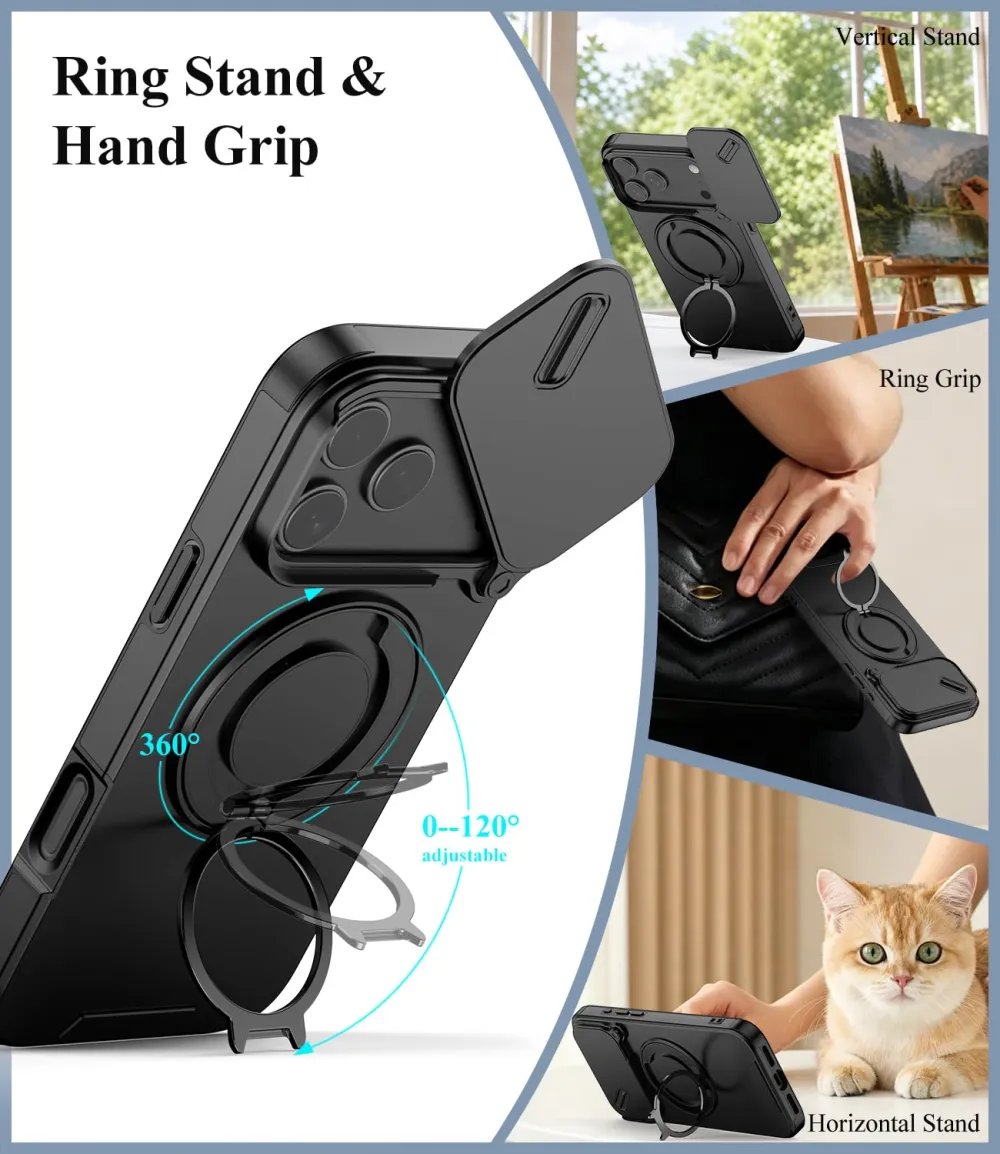 For iPhone 18 Pro Max LINK Phone Case Apple 15 Pro Sliding Window Stand Shockproof Protective Cover
