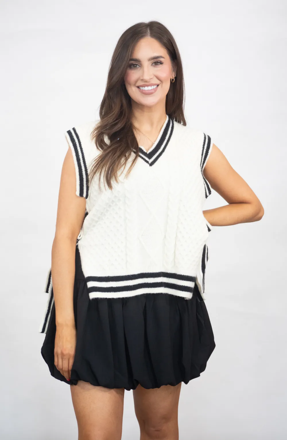 Want You To Want Me Ivory Sweater Side Tie Top